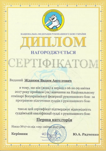 Категория судей Днепропетровской областной федерации рукопашного боя